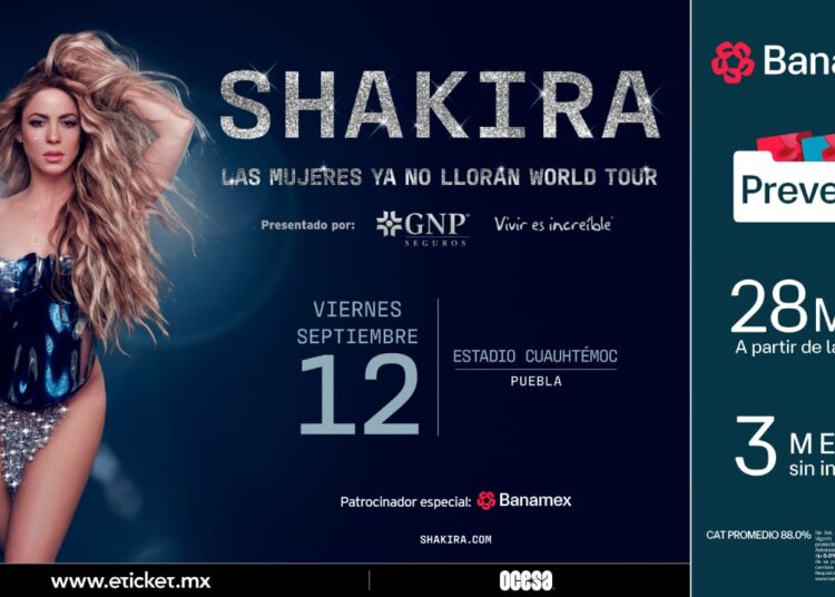 Shakira abre fecha para el 12 de septiembre en el Cuauhtémoc