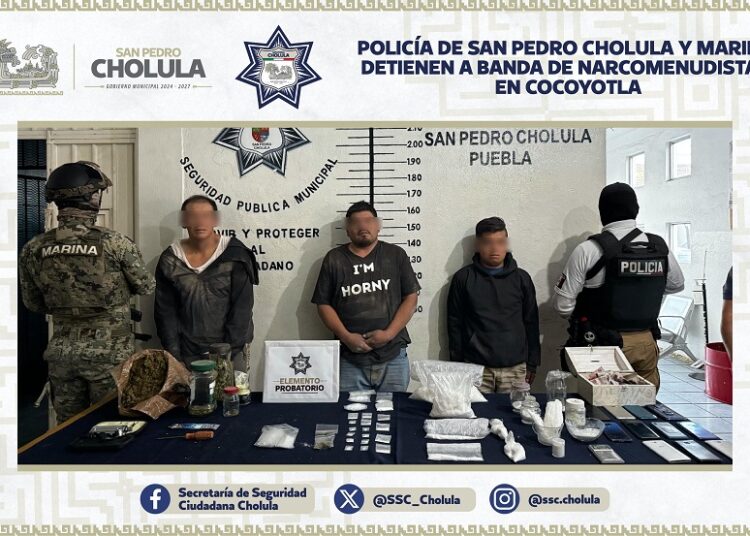 SSC Cholula y Marina detienen a banda de narcomenudistas