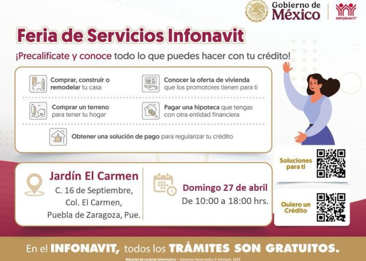 Infonavit realizará feria de atención en Puebla