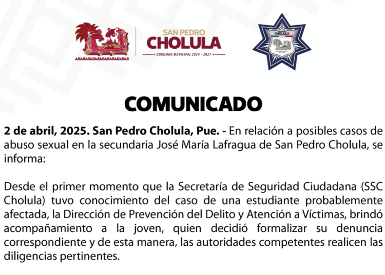 Tras probable caso de abuso sexual en secundaria, San Pedro comunica