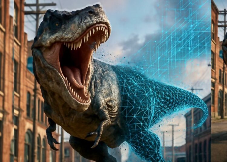 Un dinosaurio ante el meteorito de la IA