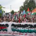 Multitud marcha en apoyo del pueblo palestino en el Festival de Venecia