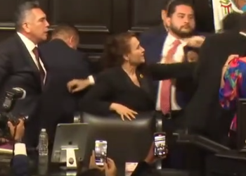 Senadores se enfrentan a golpes en cierre de sesión legislativa