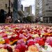 Un río de flores viste de colores el centro de Bogotá
