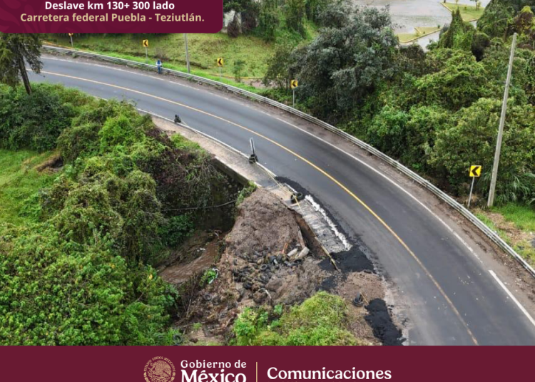 Implementa SICT acciones para atender derrumbes y desplazamientos en la Red Carretera federal en Puebla