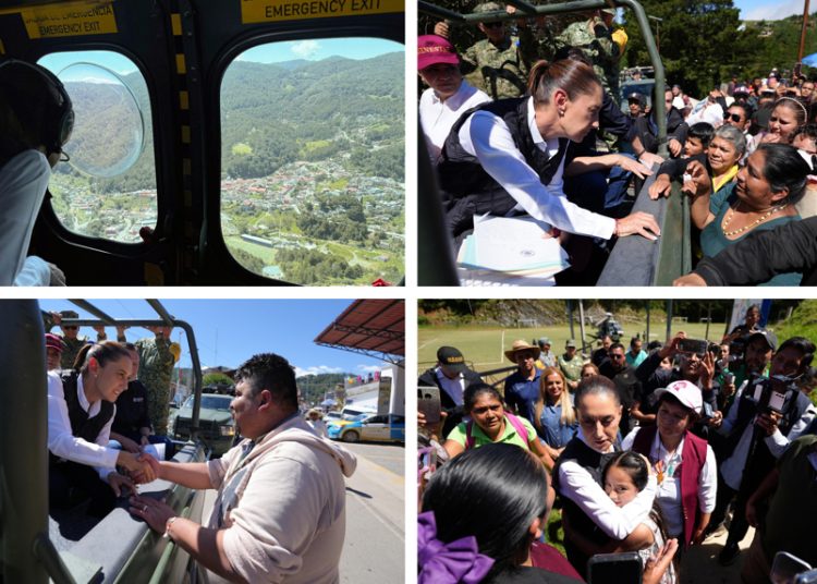 Presidenta de México visita zonas afectadas por lluvias