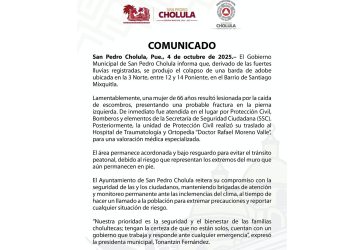 Colapso de barda por lluvias en San Pedro Cholula