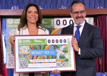 Develación del billete de Lotenal conmemorativo por 80 Aniversario de la ONU