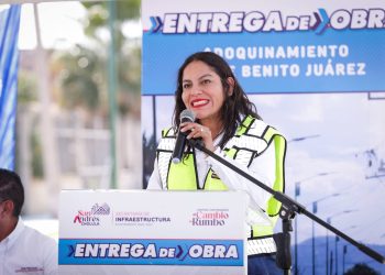 Avanza Lupita Cuautle en la modernización de vialidades, ahora en San Bernardino Tlaxcalancingo