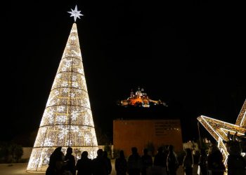 Lupita Cuautle anuncia el inicio de la navidad con encendido de árboles