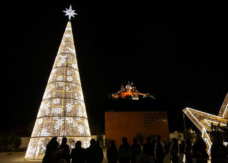 Lupita Cuautle anuncia el inicio de la navidad con encendido de árboles