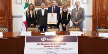 Ayuntamiento de Puebla recibe reconocimiento nacional por liderazgo en transparencia fiscal