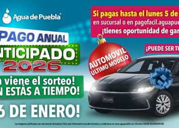 Agua de Puebla realizará el 6 de enero su 1er Sorteo de un auto