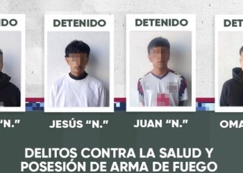 Aseguran a 4 personas por narcomenudeo y portación de arma ilegal en Puebla
