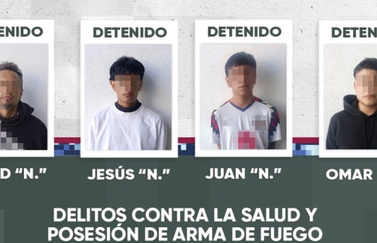 Aseguran a 4 personas por narcomenudeo y portación de arma ilegal en Puebla