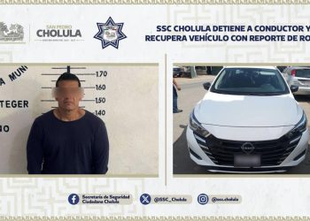 SSC Cholula recupera auto robado y detiene a conductor