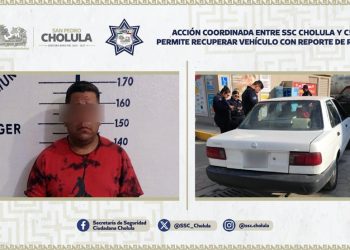 SSC y C5 recuperan vehículo robado en Cholula