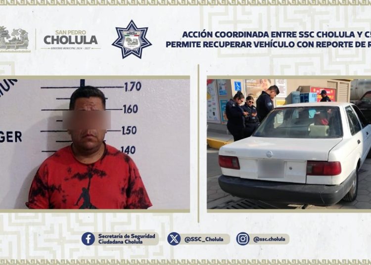 SSC y C5 recuperan vehículo robado en Cholula