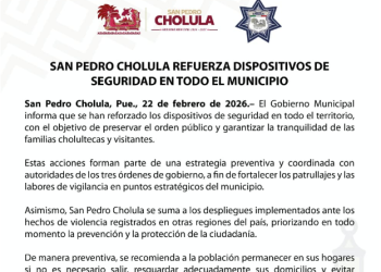 San Pedro Cholula refuerza operativos de seguridad en todo en el municipio