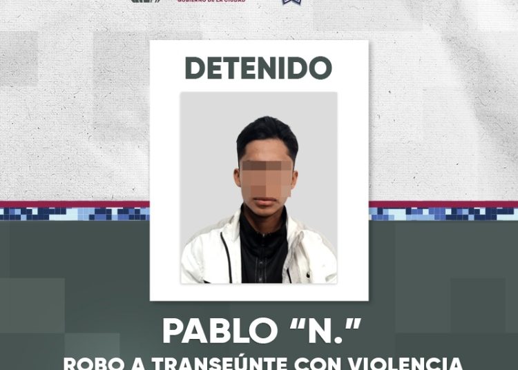 Detiene Policía de la Ciudad a probable responsable de robo con violencia a transeúnte