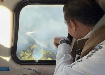 Armenta supervisa incendio de 150 hectáreas en Vicente Guerrero