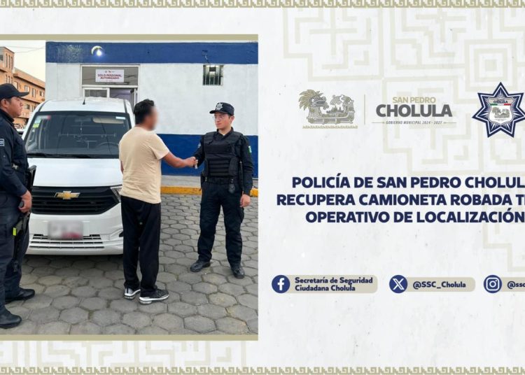 Policía de San Pedro Cholula recupera camioneta robada tras operativo de localización
