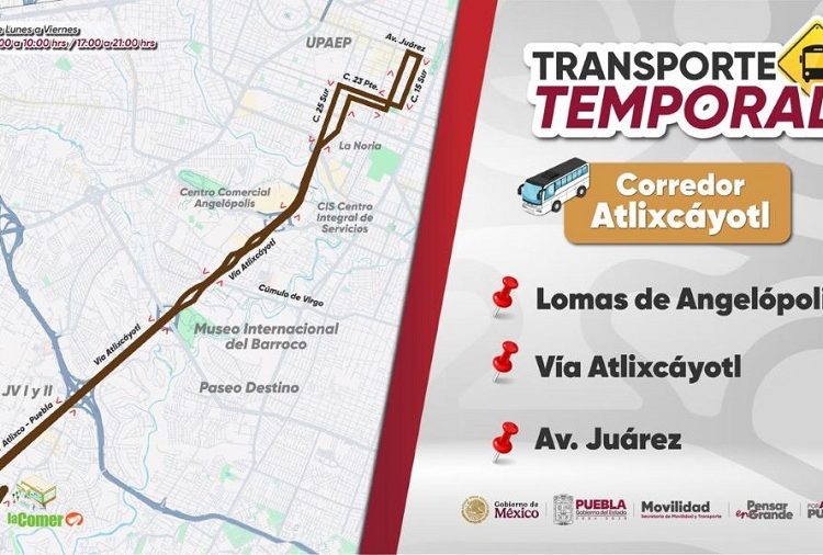 Activan corredor temporal Angelópolis–Juárez por déficit de transporte