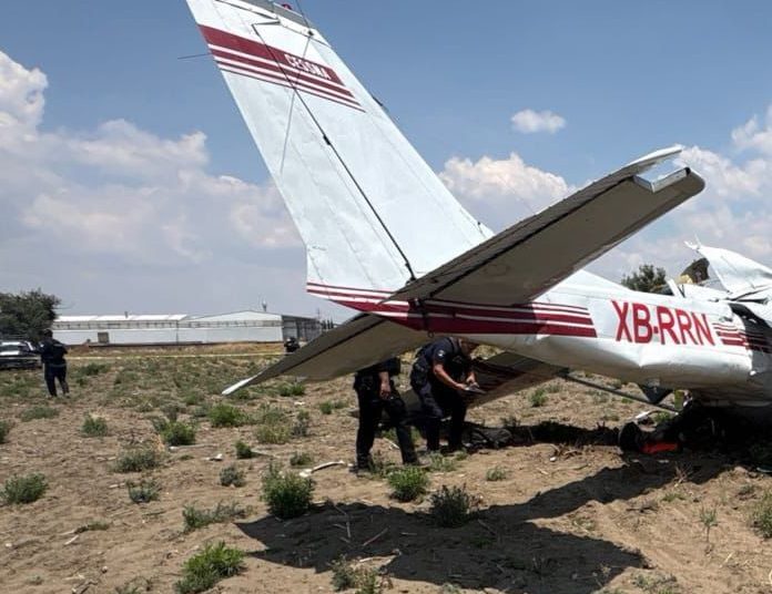 Protección Civil labora en accidente de aeronave