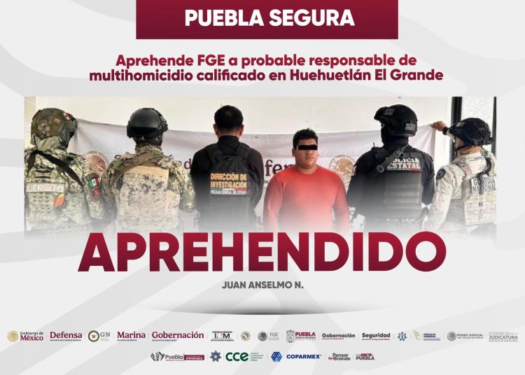 Detienen a presunto responsable de multihomicidio en Huehuetlán El Grande