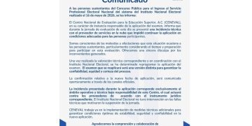 Fallas en plataforma de CENEVAL obligan a reprogramar examen del Concurso Público 2026 del SPEN