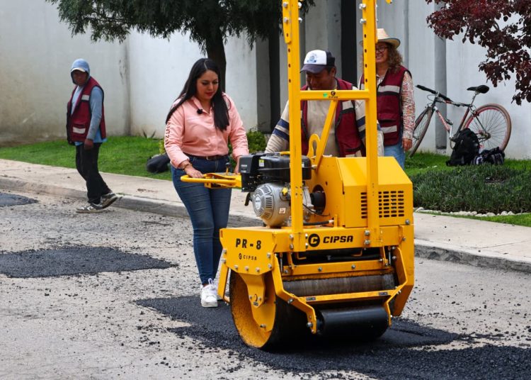Tonantzin Fernández fortalece el programa de bacheo más intensivo en la historia de San Pedro Cholula