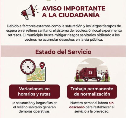 Gobierno de Cuautlancingo informa sobre el servicio de recolección de basura