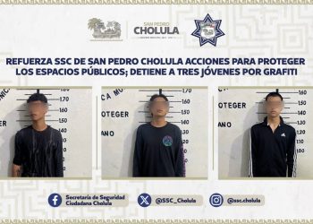 Detiene SSC de San Pedro Cholula a tres jóvenes por grafiti