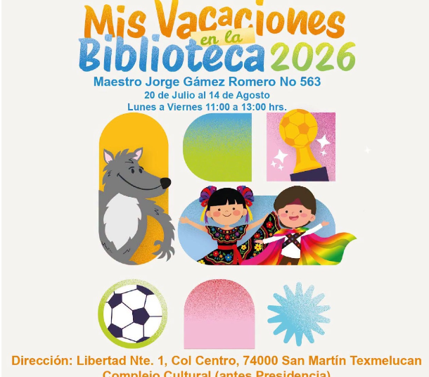 Texmelucan invita al taller ‘Mis Vacaciones en la Biblioteca 2026’