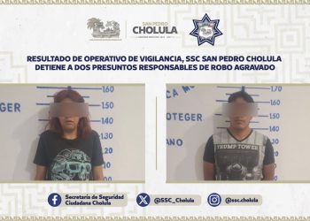 SSC de San Pedro Cholula detiene a dos presuntos responsables de robo agravado